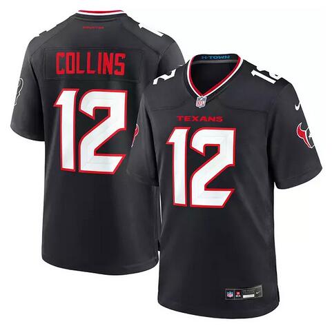 Men's Navy Houston Texans #12 Nico Collins Stitched Game Jersey